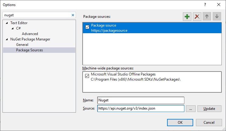 Nuget sources